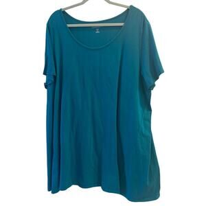 Roaman's Size 26 / 28 2X Teal Blue Cotton Tee Shirt
